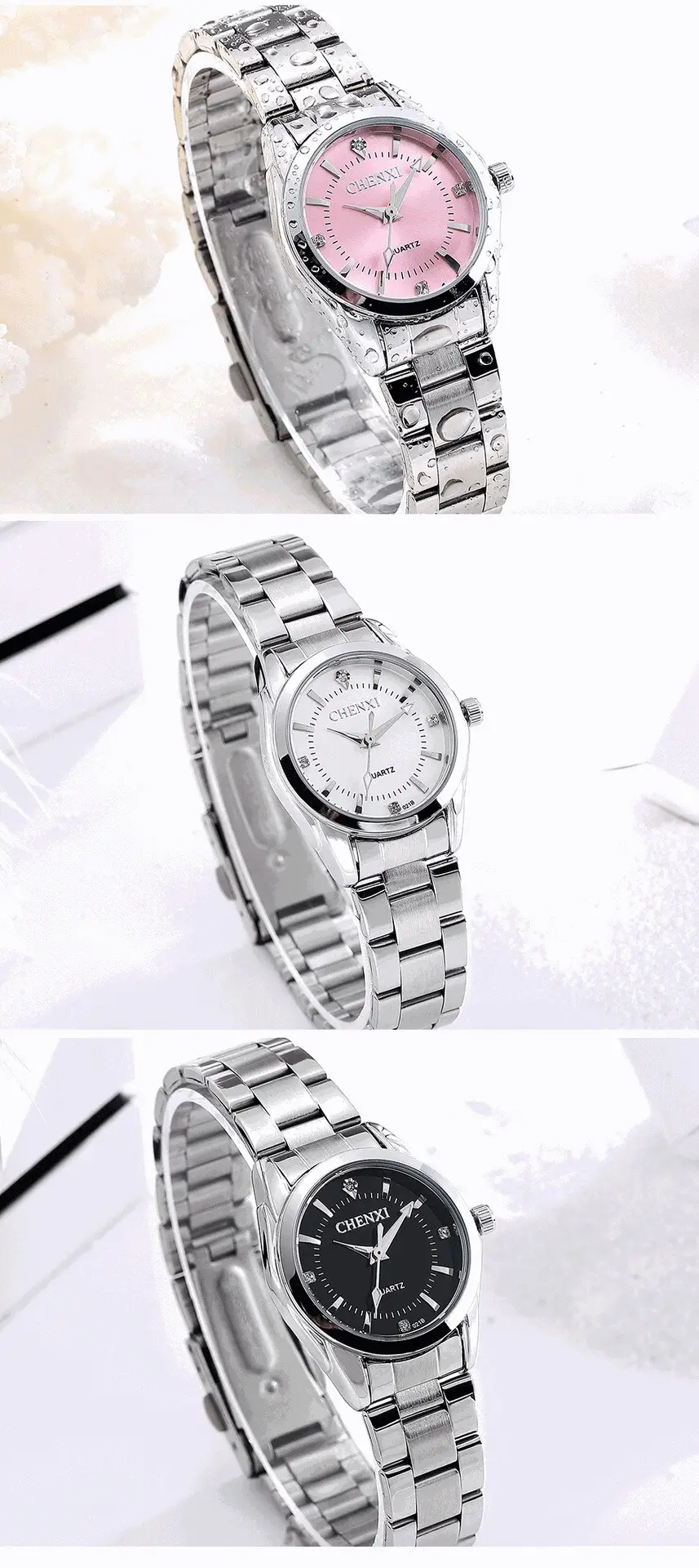 ChenXi Pink Quartz Women's Watch with Stainless Steel Band — feature 18