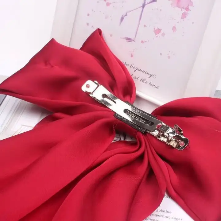 South Korea New Big Maroon Hair Bow Clip Back Headfix