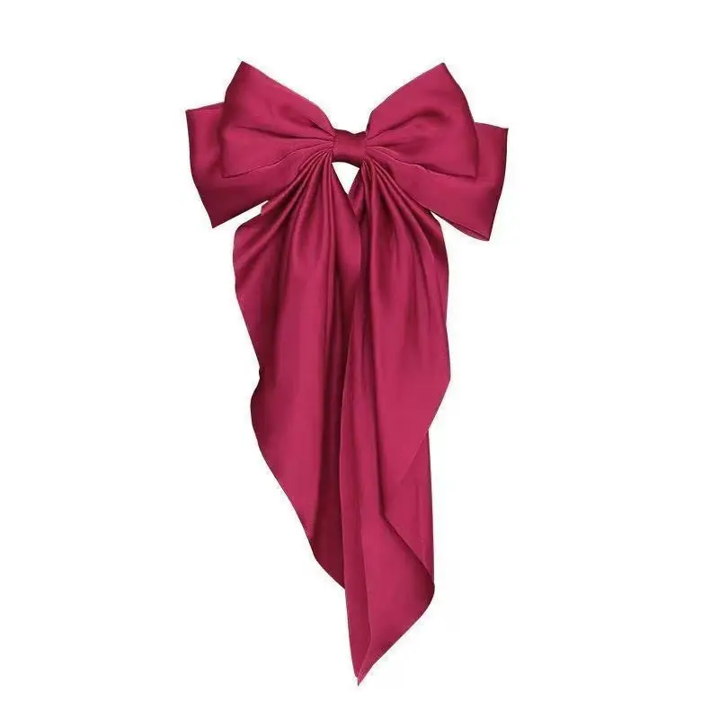 South Korea New Big Maroon Hair Bow Clip Back Headfix