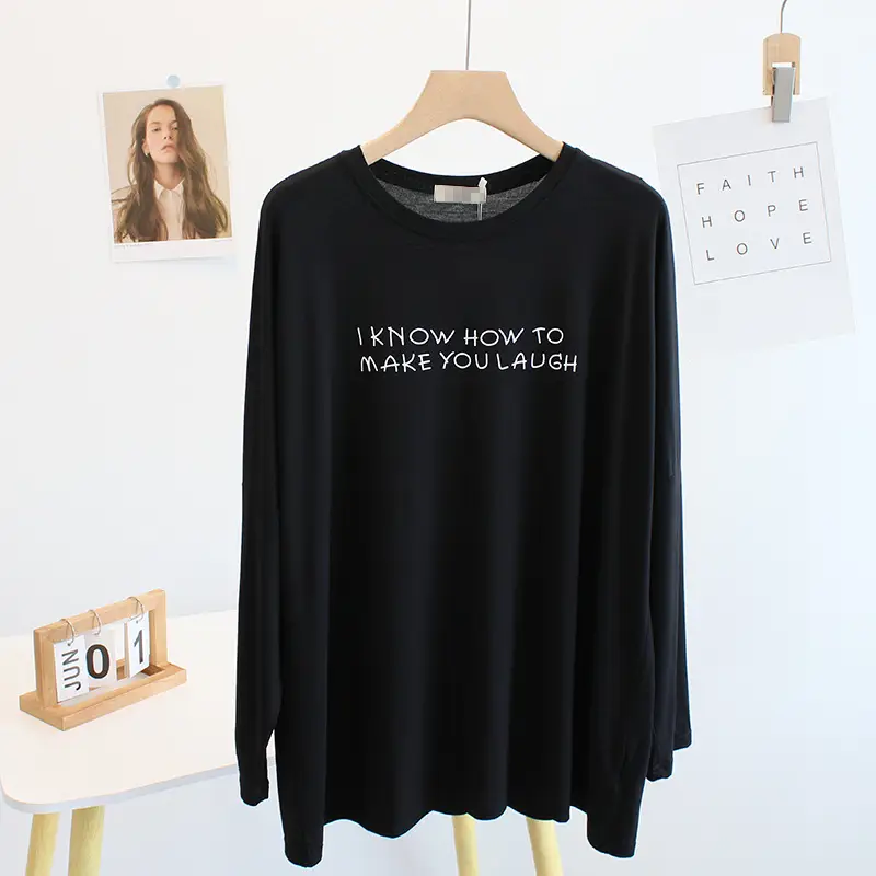 Women Black Letter Print Long Sleeve T-Shirt - Image 7