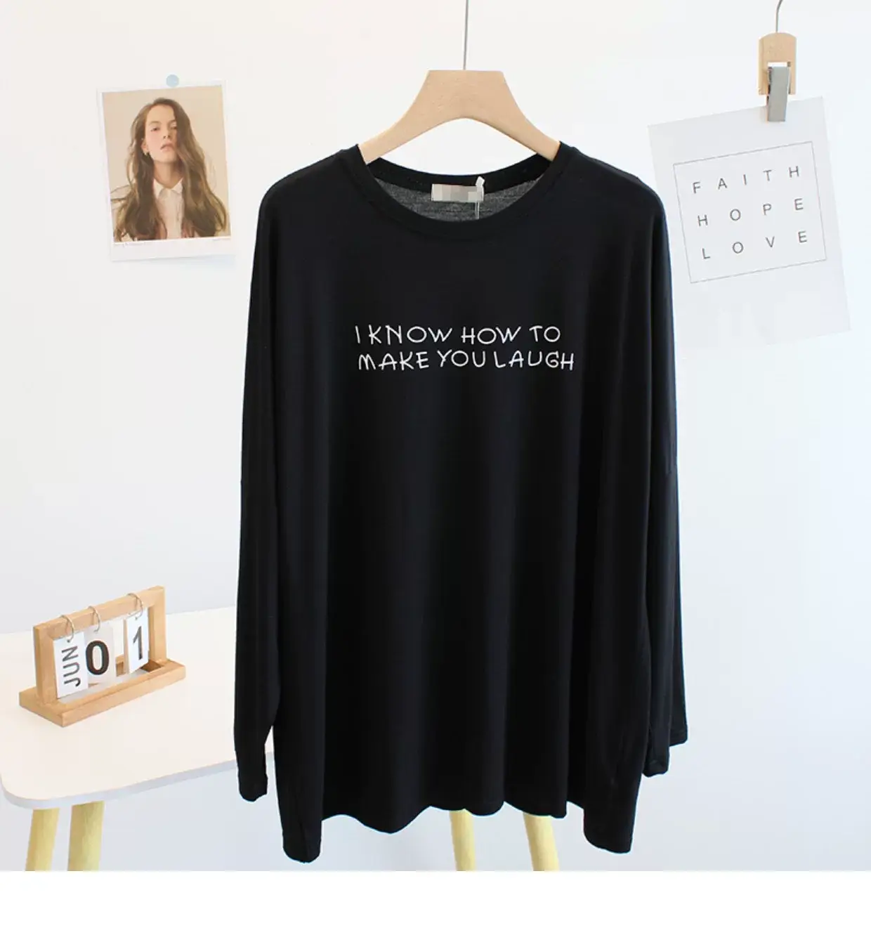Women Black Letter Print Long Sleeve T-Shirt — feature 10
