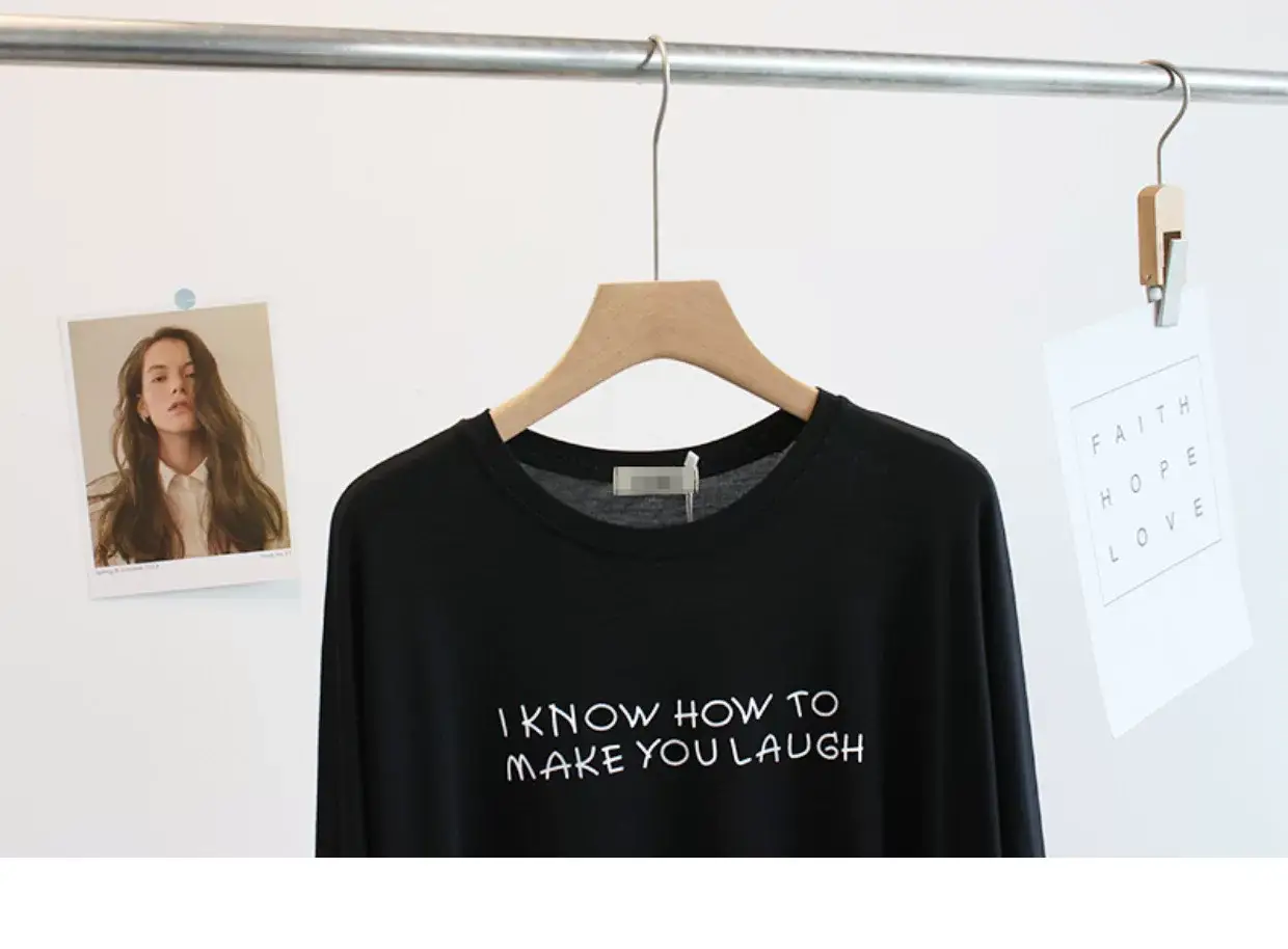 Women Black Letter Print Long Sleeve T-Shirt — feature 11