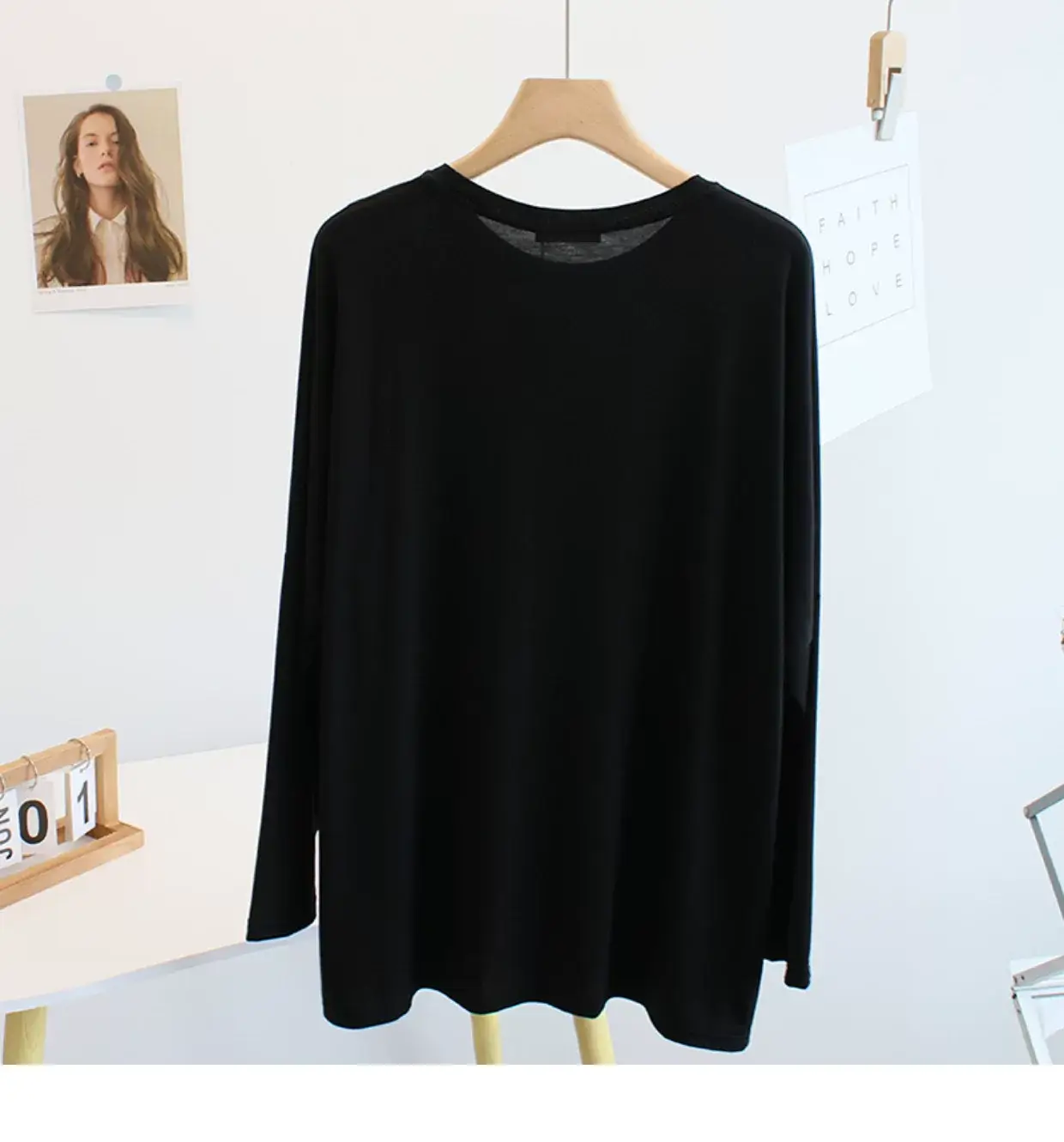 Women Black Letter Print Long Sleeve T-Shirt — feature 12