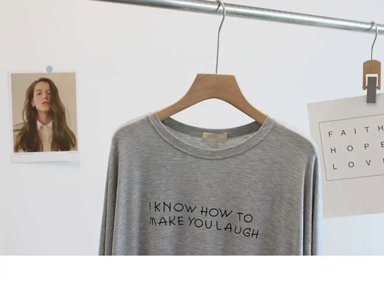 Women Black Letter Print Long Sleeve T-Shirt — feature 21