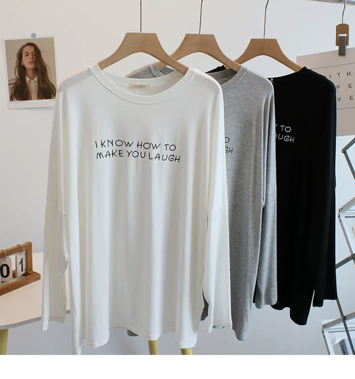 Women Black Letter Print Long Sleeve T-Shirt — feature 3