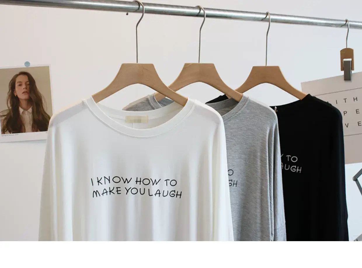 Women Black Letter Print Long Sleeve T-Shirt — feature 4