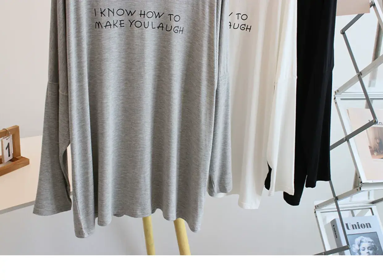 Women Black Letter Print Long Sleeve T-Shirt — feature 9