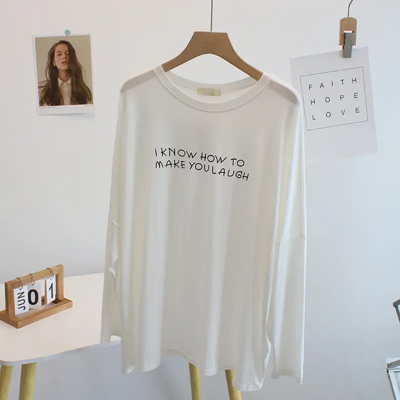 Women Black Letter Print Long Sleeve T-Shirt - Image 2