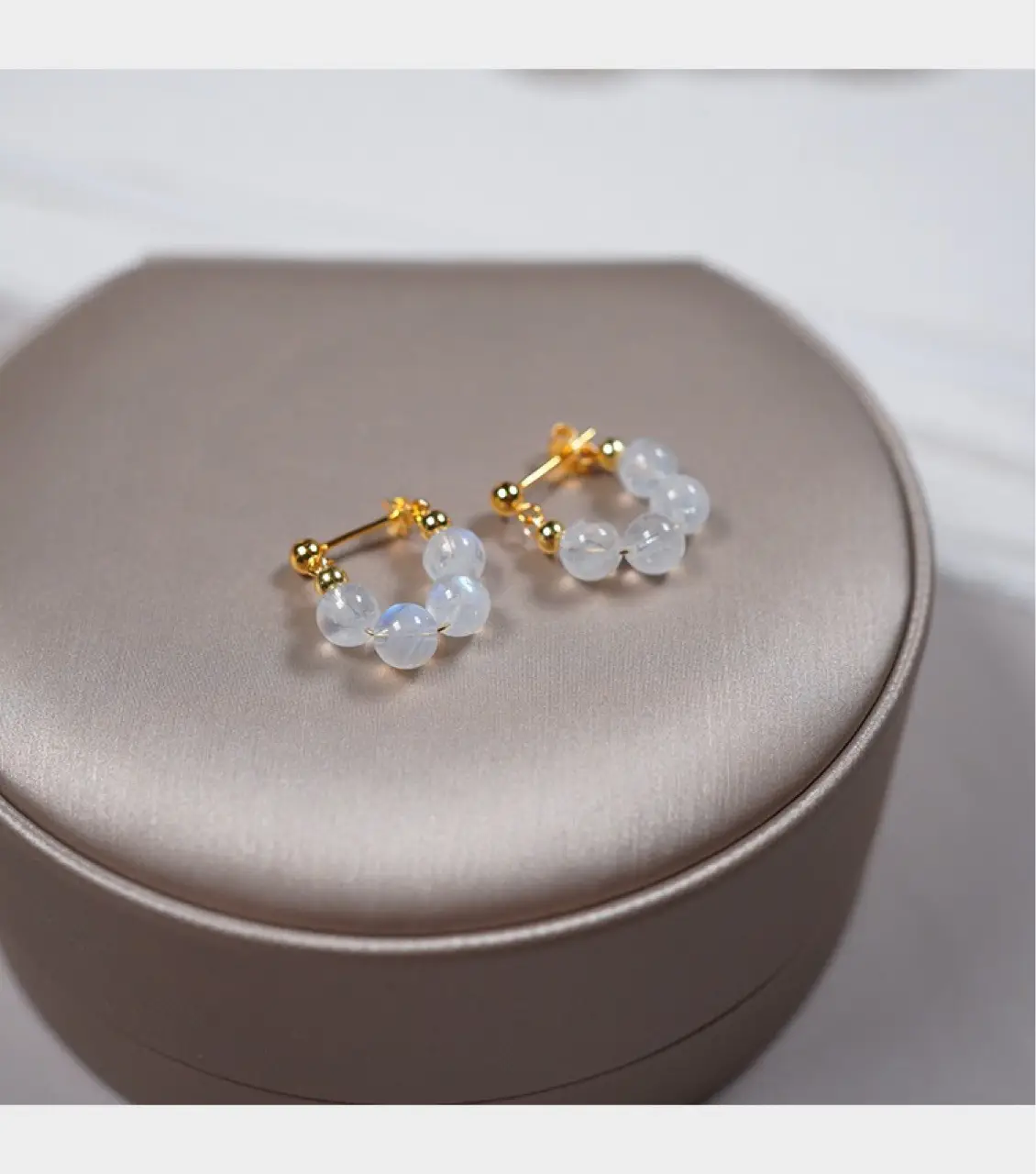 Earrings Moonstone 14K Gold 925 Silver Pin — feature 4