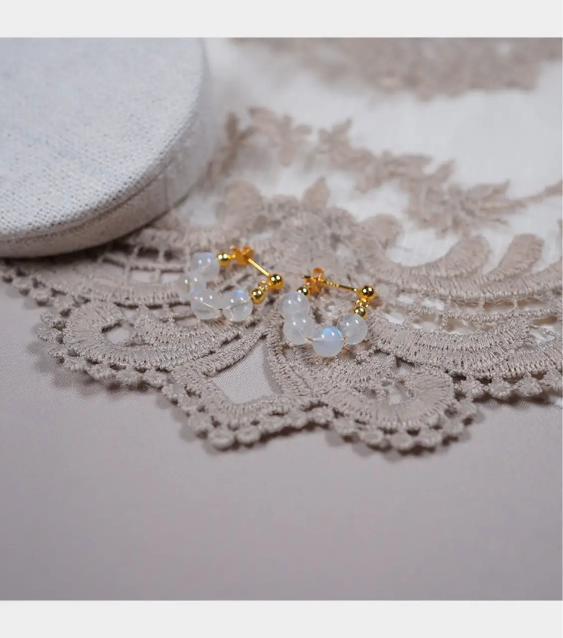 Earrings Moonstone 14K Gold 925 Silver Pin — feature 5