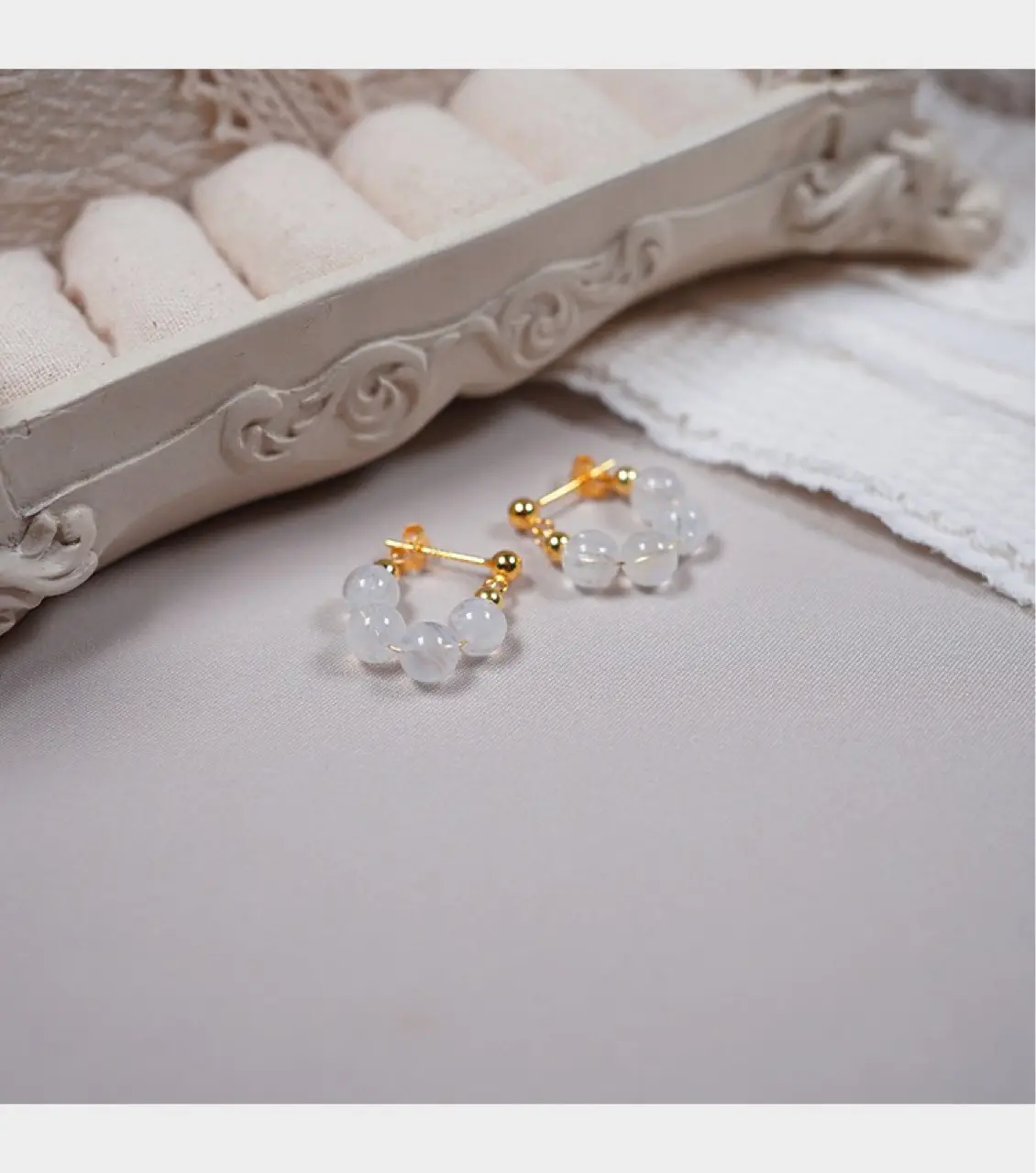 Earrings Moonstone 14K Gold 925 Silver Pin — feature 6