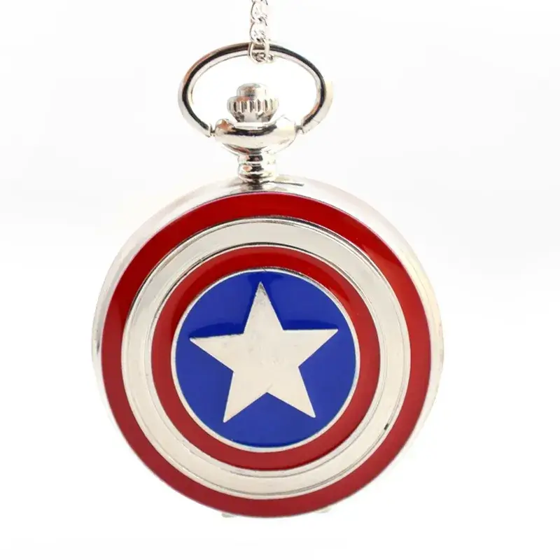 Captain America Shield Star Pocket Watch Keychain — feature 3