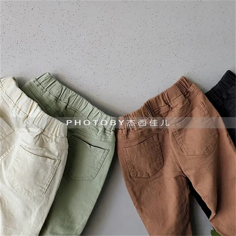 Men Dark Blue Elastic Waist Casual Pants - Image 6