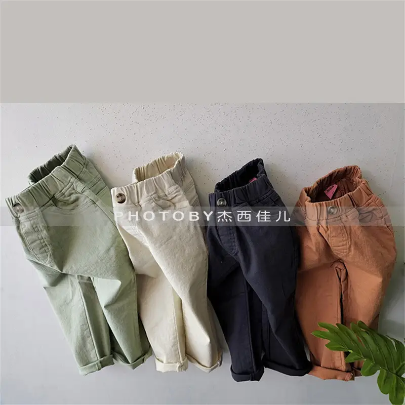Men Dark Blue Elastic Waist Casual Pants — feature 3