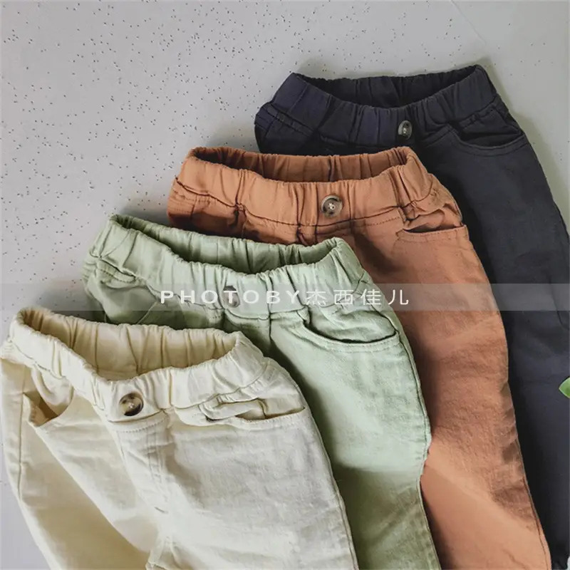 Men Dark Blue Elastic Waist Casual Pants — feature 5