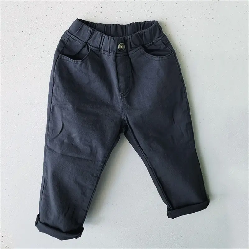 Men Dark Blue Elastic Waist Casual Pants — feature 6