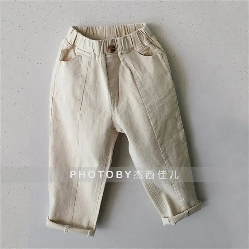 Men Dark Blue Elastic Waist Casual Pants - Image 4