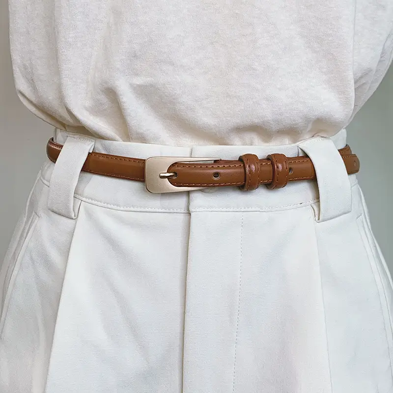 Women's Faux Leather Belt Retro Dress Waist Brown