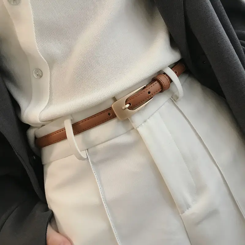 Women's Faux Leather Belt Retro Dress Waist Brown