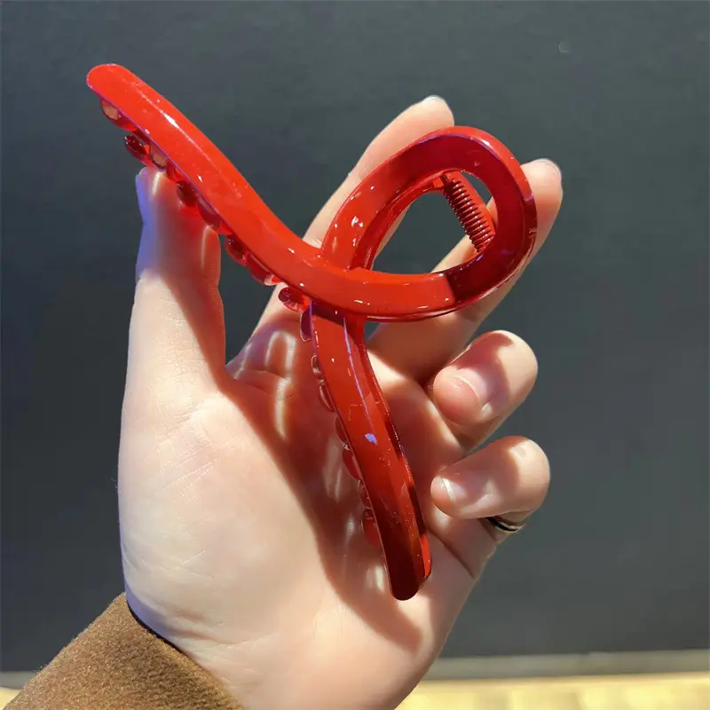 Red Metal Hair Clip for Women 2022 Wedding Back of Head Shark Clip - Image 4