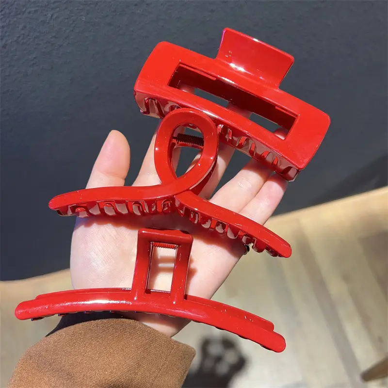 Red Metal Hair Clip for Women 2022 Wedding Back of Head Shark Clip - Image 5
