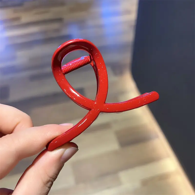 Red Metal Hair Clip for Women 2022 Wedding Back of Head Shark Clip — feature 4