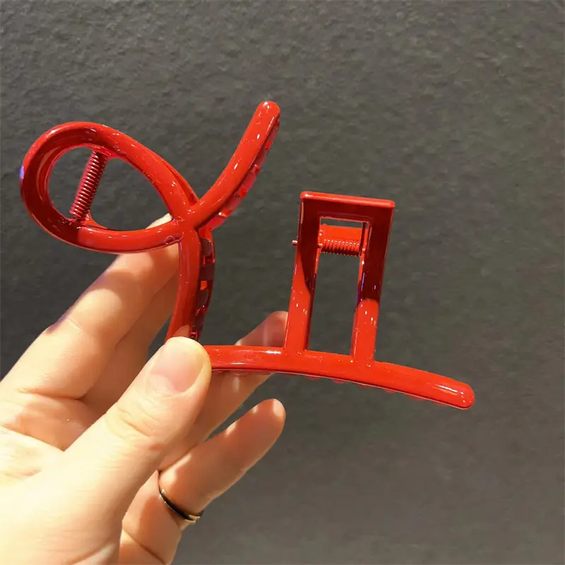Red Metal Hair Clip for Women 2022 Wedding Back of Head Shark Clip — feature 9