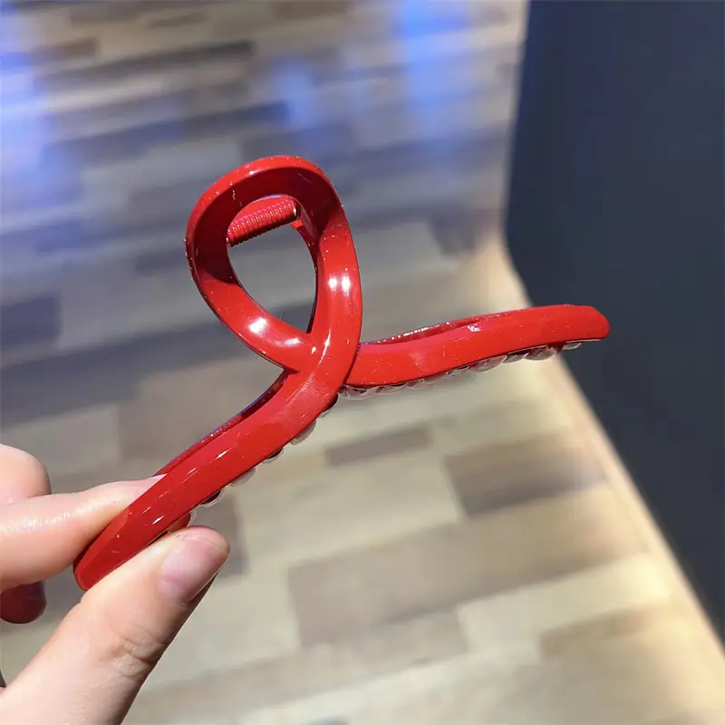 Red Metal Hair Clip for Women 2022 Wedding Back of Head Shark Clip - Image 2