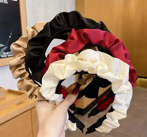 White Satin Hair Band for Women High Head Top - Image 7
