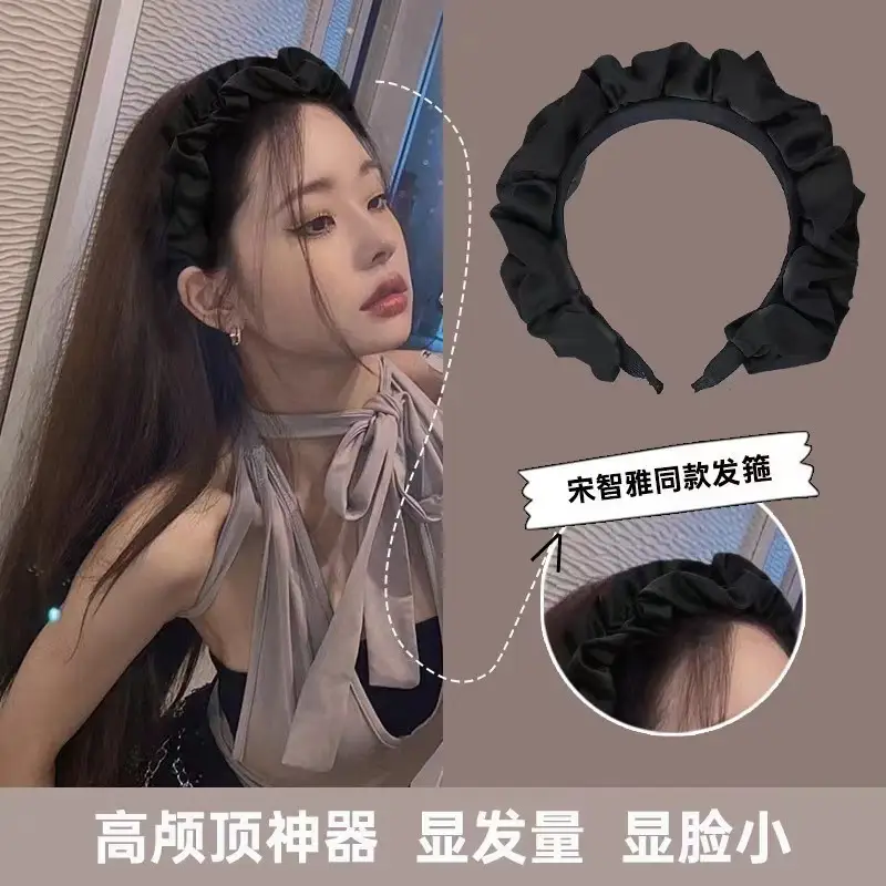 White Satin Hair Band for Women High Head Top - Image 8