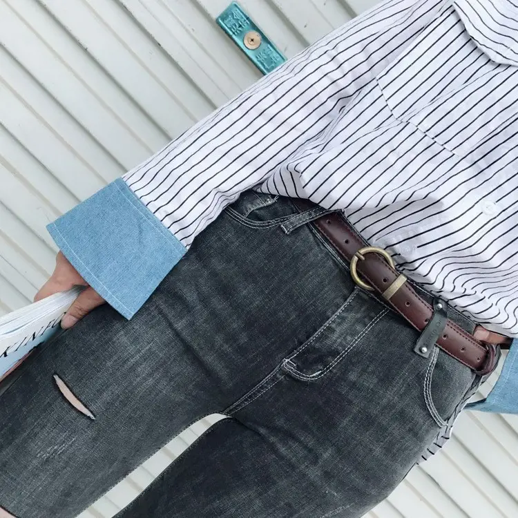 Women's Belt with Jeans & Striped Shirt 2024 Trend - Image 6