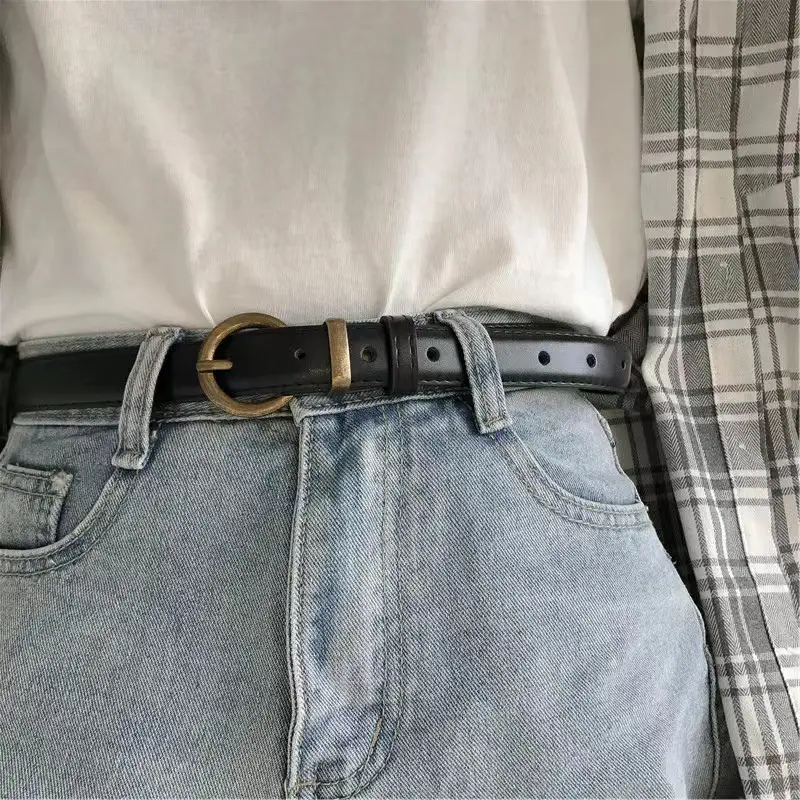 Women's Belt with Jeans & Striped Shirt 2024 Trend