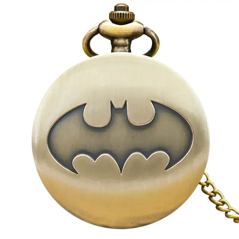 Batman Flip Pocket Watch Necklace Black Yellow