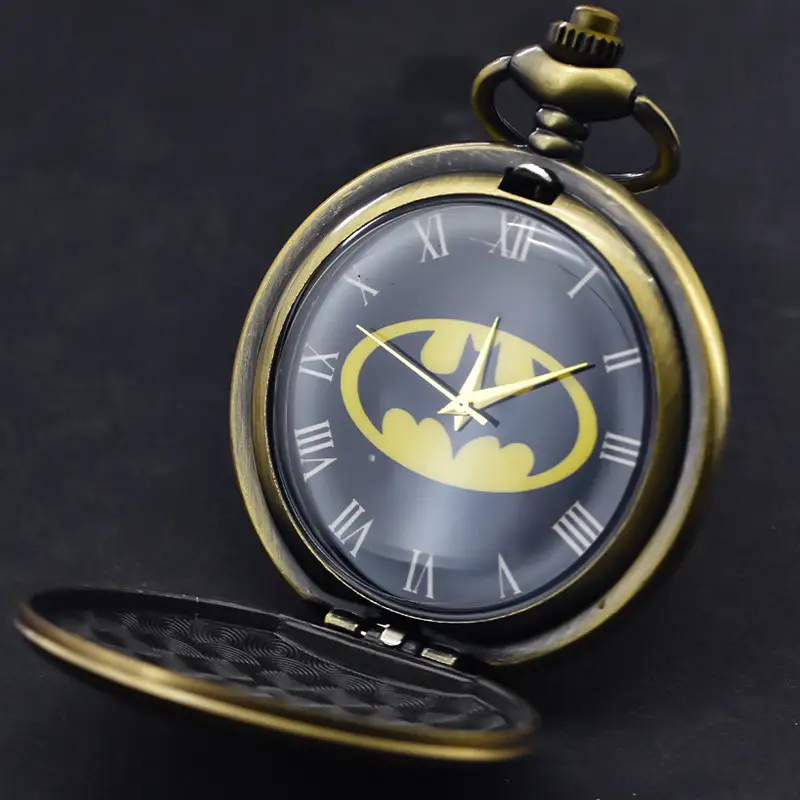 Batman Flip Pocket Watch Necklace Black Yellow — feature 11