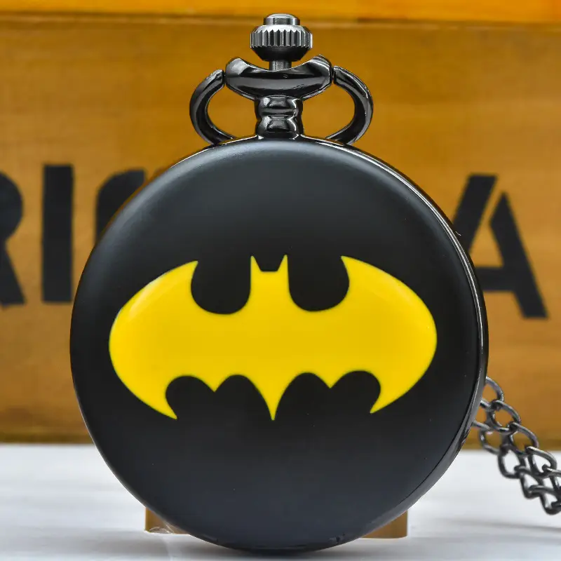 Batman Flip Pocket Watch Necklace Black Yellow — feature 13