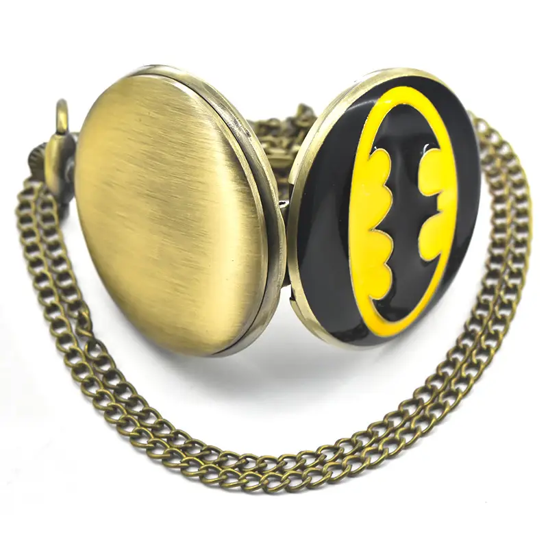 Batman Flip Pocket Watch Necklace Black Yellow — feature 17