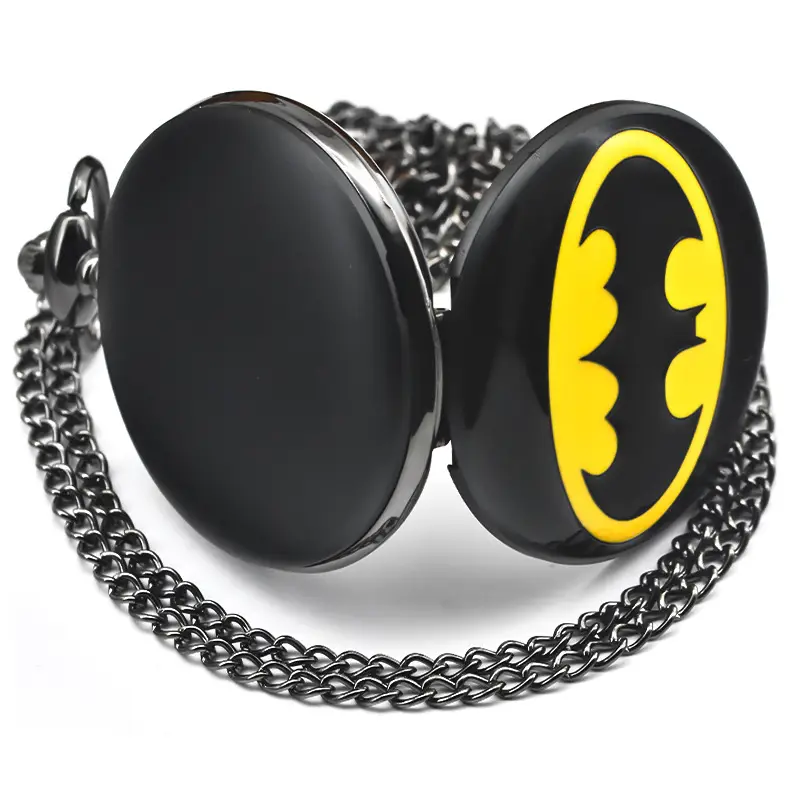 Batman Flip Pocket Watch Necklace Black Yellow — feature 21