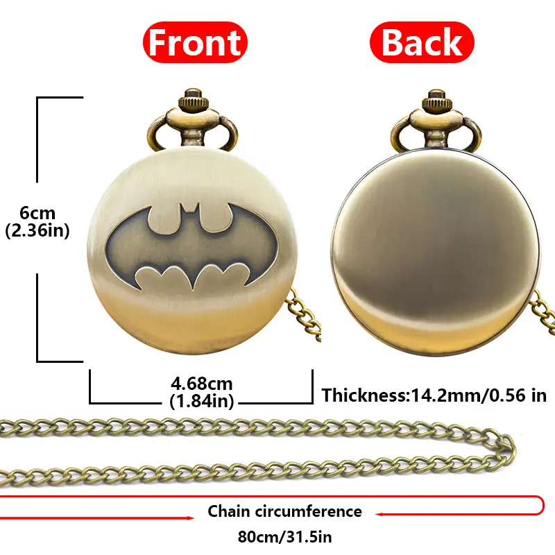 Batman Flip Pocket Watch Necklace Black Yellow — feature 6