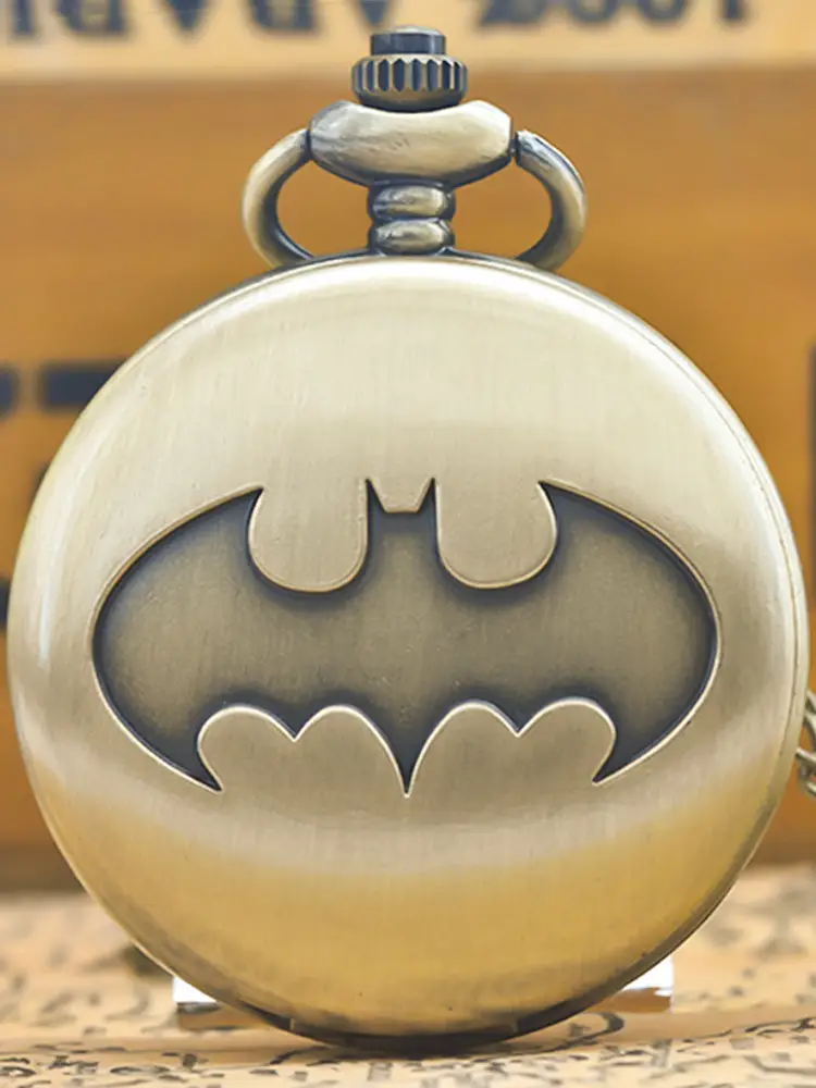 Batman Flip Pocket Watch Necklace Black Yellow — feature 7