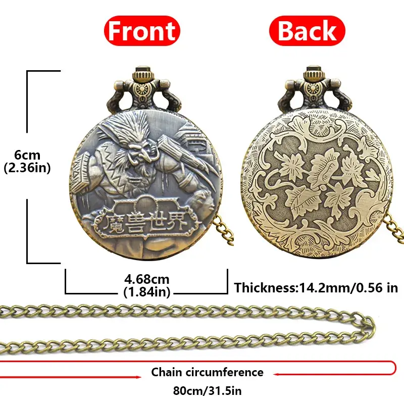 Large Pocket Watch Digital Analog Necklace Watch - Image 2