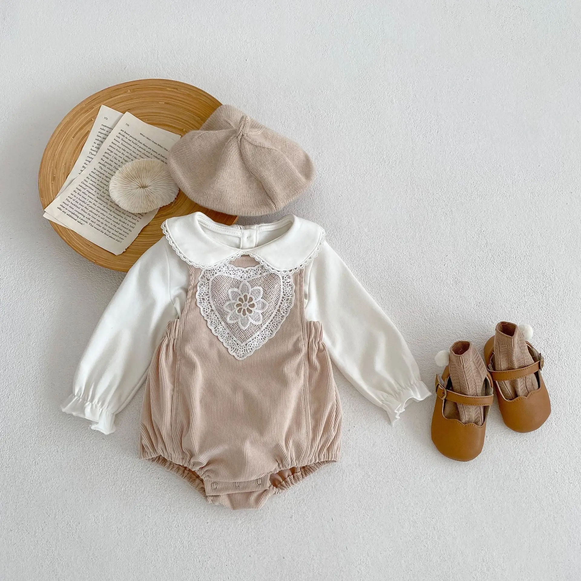 Baby Girl Heart Embroidered 2-Piece Set