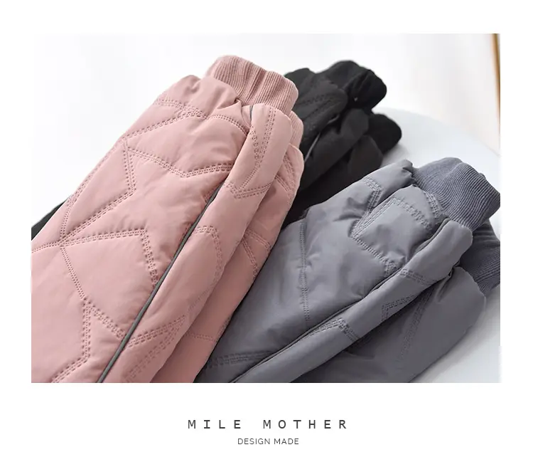 Winter Fleece Lined Kids Cotton Pants Pink Grey — feature 12