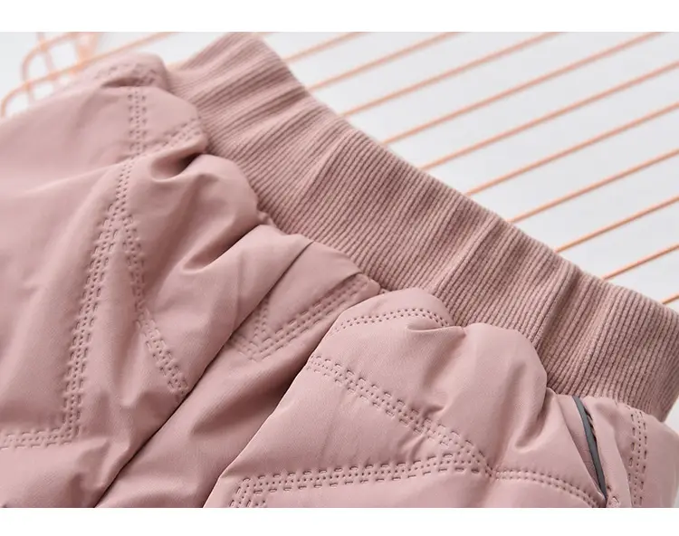 Winter Fleece Lined Kids Cotton Pants Pink Grey — feature 15