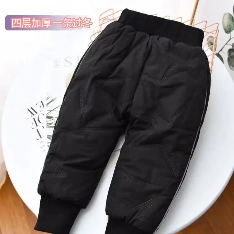 Winter Fleece Lined Kids Cotton Pants Pink Grey - Image 2