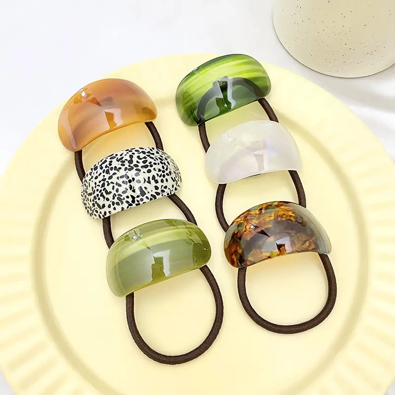 Green Glass Hair Ring with Acetic Acid Rope - Image 9