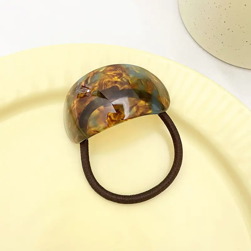 Green Glass Hair Ring with Acetic Acid Rope - Image 4