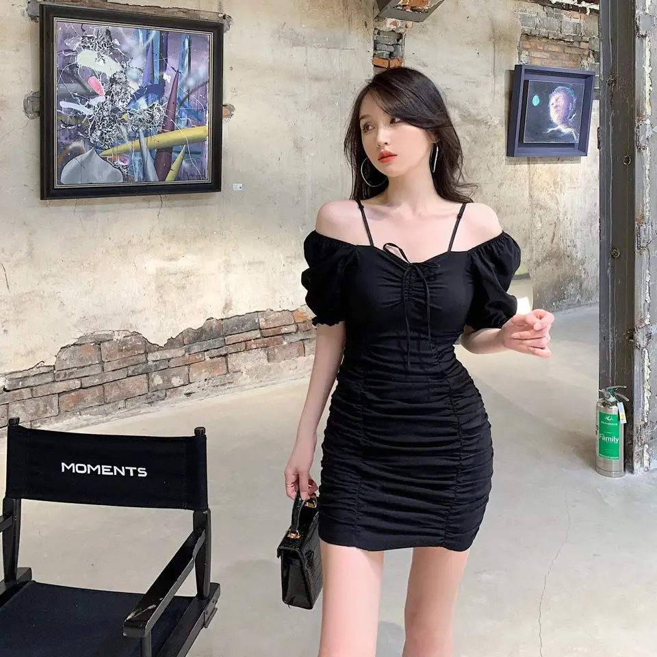 Black Pleated French Style Dress for Women — feature 11
