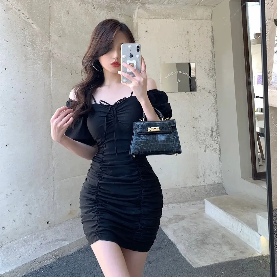 Black Pleated French Style Dress for Women — feature 12