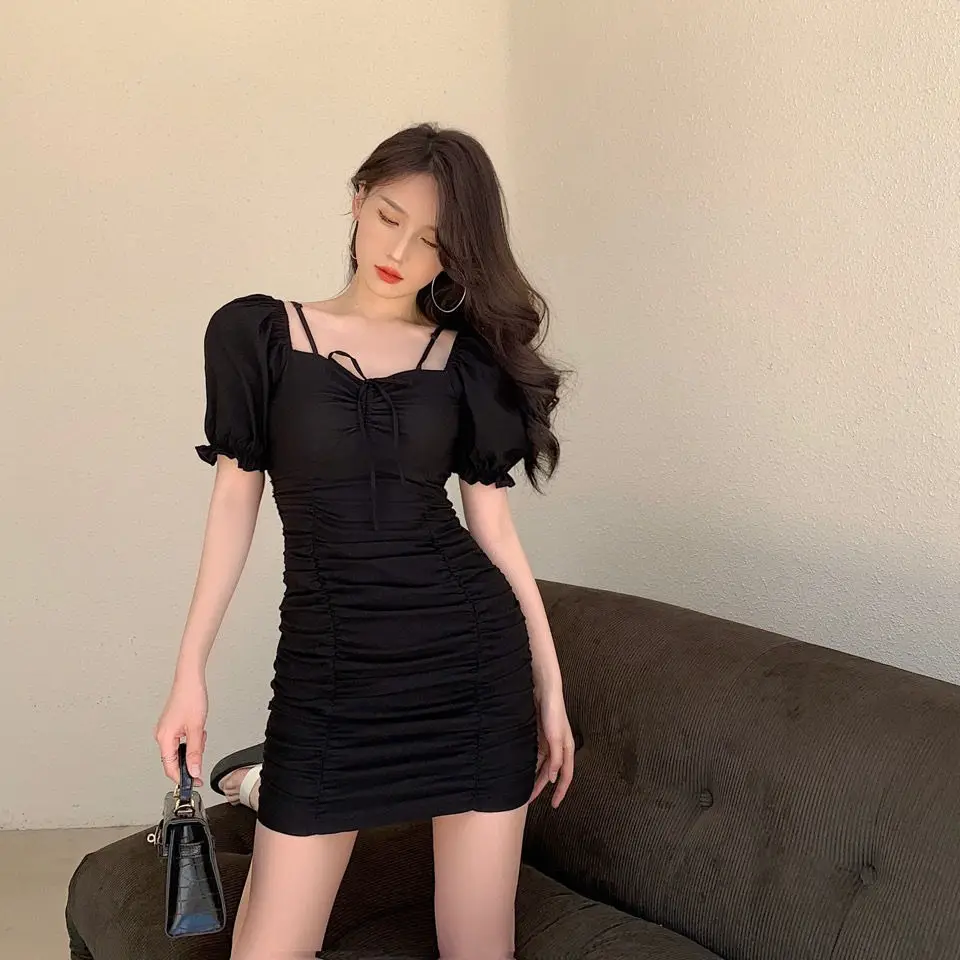 Black Pleated French Style Dress for Women — feature 13