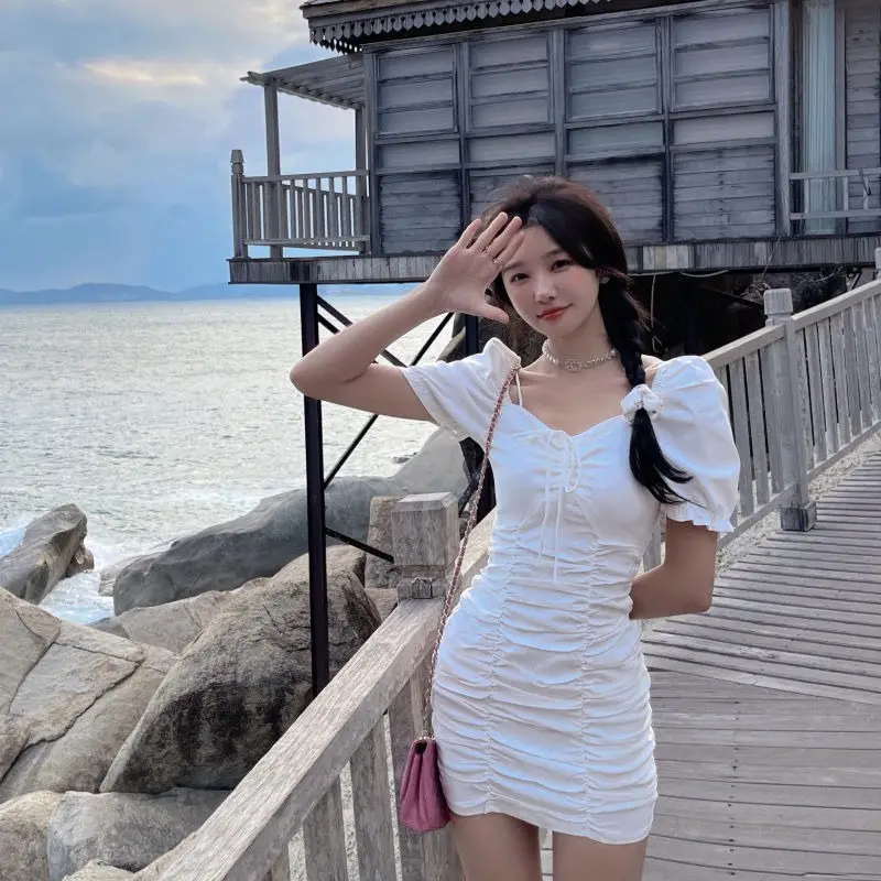Black Pleated French Style Dress for Women — feature 8